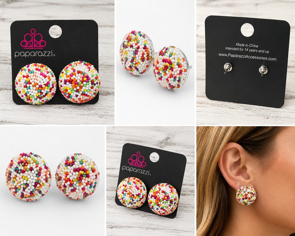 Paparazzi Multicolor Beaded Statement Stud Earrings